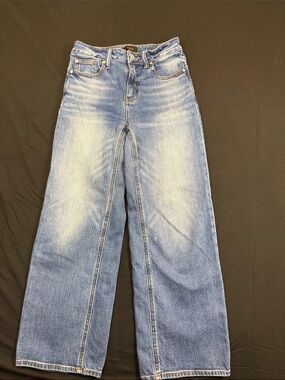 Quince Light Blue Wide Leg Jeans Organic Cotton Size 25 Preppy Casual Office